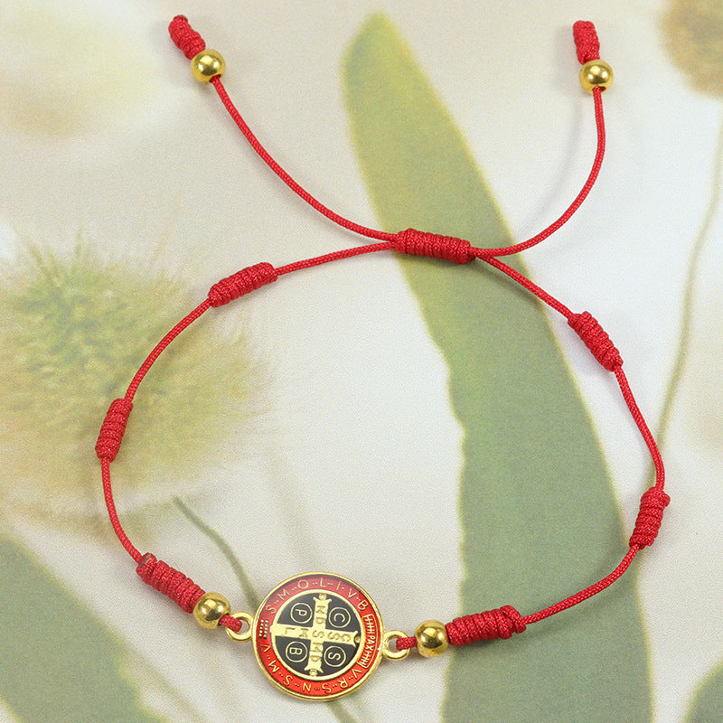 Wholesale Red Rope Braided St. Benedict Bracelet ACC-BT-YiYe007