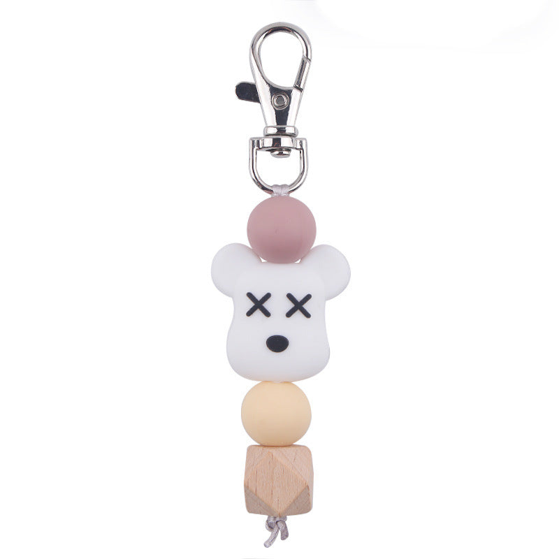 Wholesale Cartoon Bear Silicone Beaded Keychain ACC-KC-GuangTian075