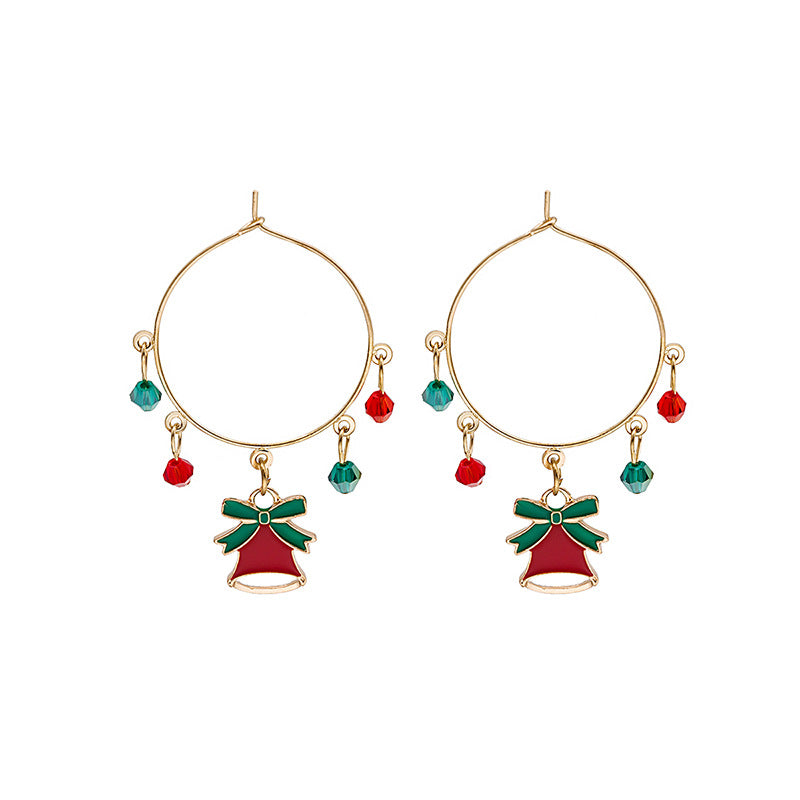 Wholesale Christmas Set Asymmetric Tassel Oil Drop Snowman Earrings