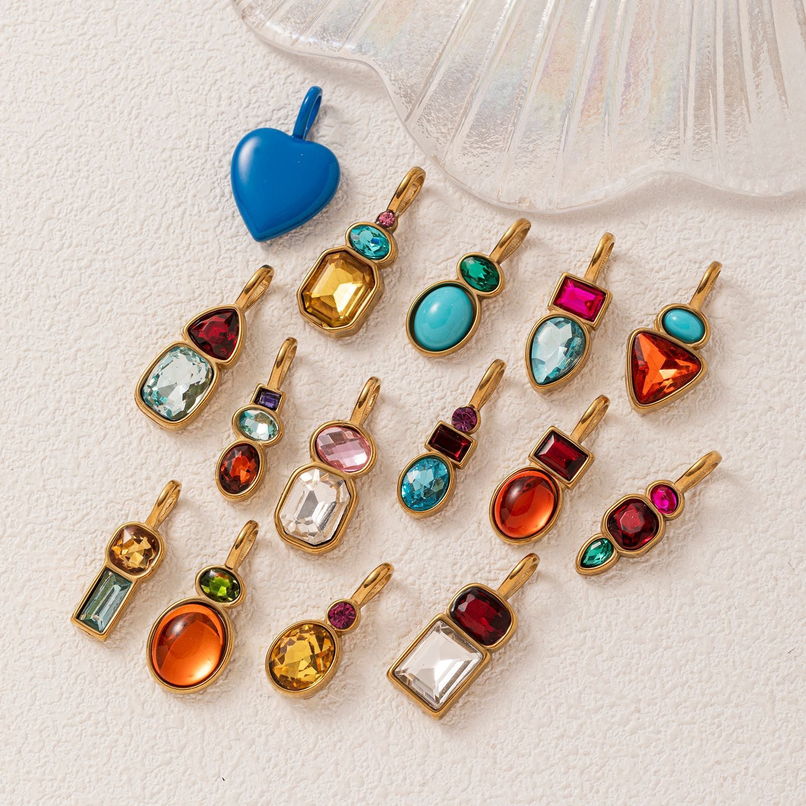 Wholesale Modern Stainless Steel DIY Pendant Jewelry Accessory With Colorful Zircon And Natural Stone For Necklace Bracelet Or Bag Charm
