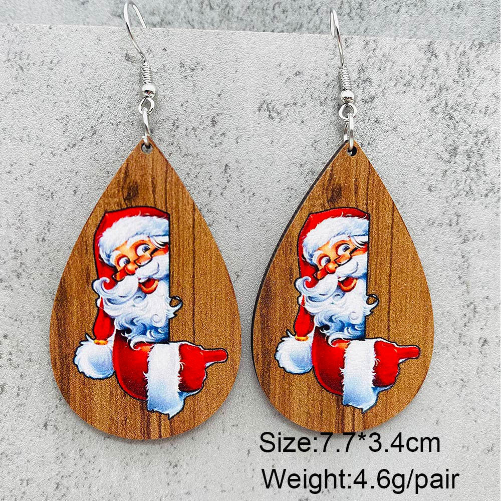 Wholesale Christmas Bell Santa Claus Wood Earrings ACC-ES-PuCi004