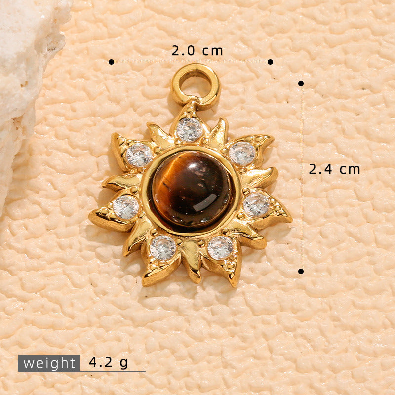 Wholesale stainless steel tiger' s eye stone jewelry pendant