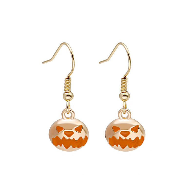 Wholesale Halloween Pumpkin Head Alloy Oil Drop Earrings ACC-ES-MDD032