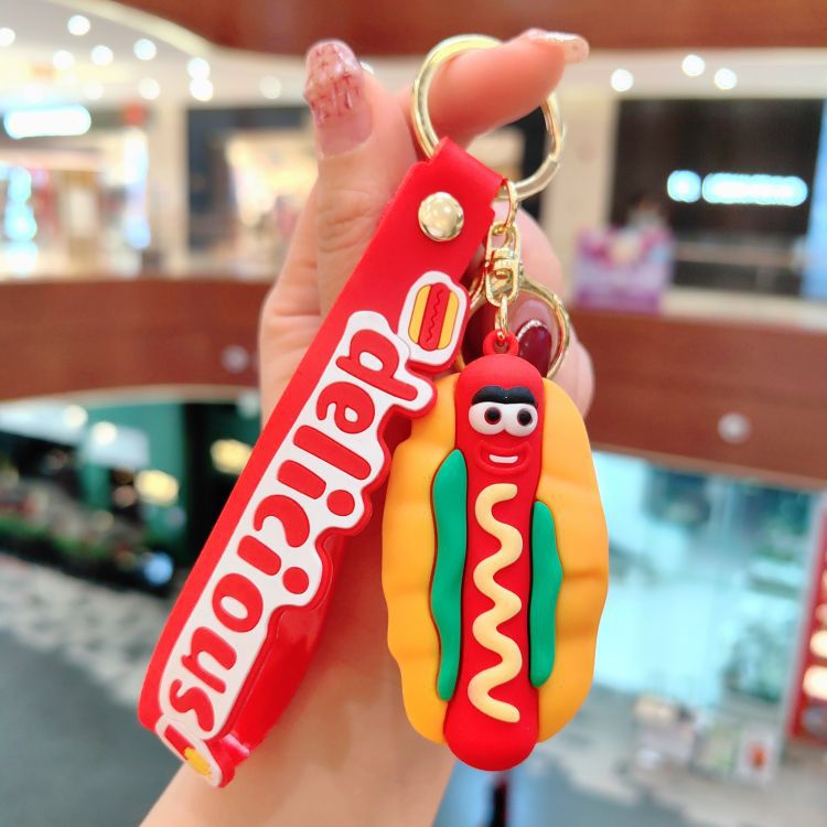Wholesale PVC Cute Fries Burger Keychain Lanyard Keychain ACC-KC-AiLe003