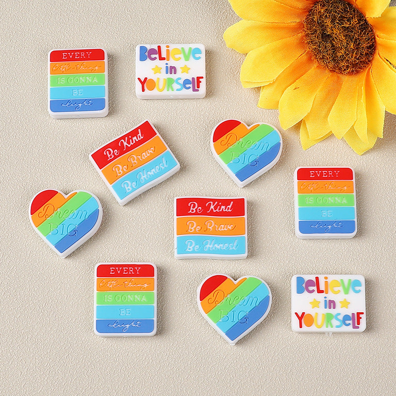 Wholesale 20pcs Rainbow Letter Focal Beads DIY Bead Accessories ACC-BDS-RongFa057