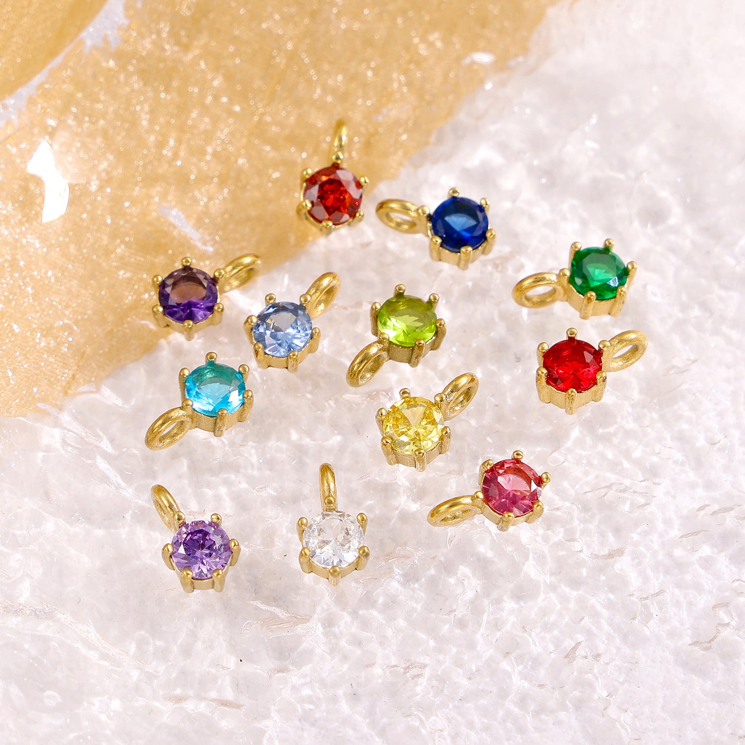 Wholesale DIY jewelry accessories stainless steel zircon claw support round water drop zircon pendant