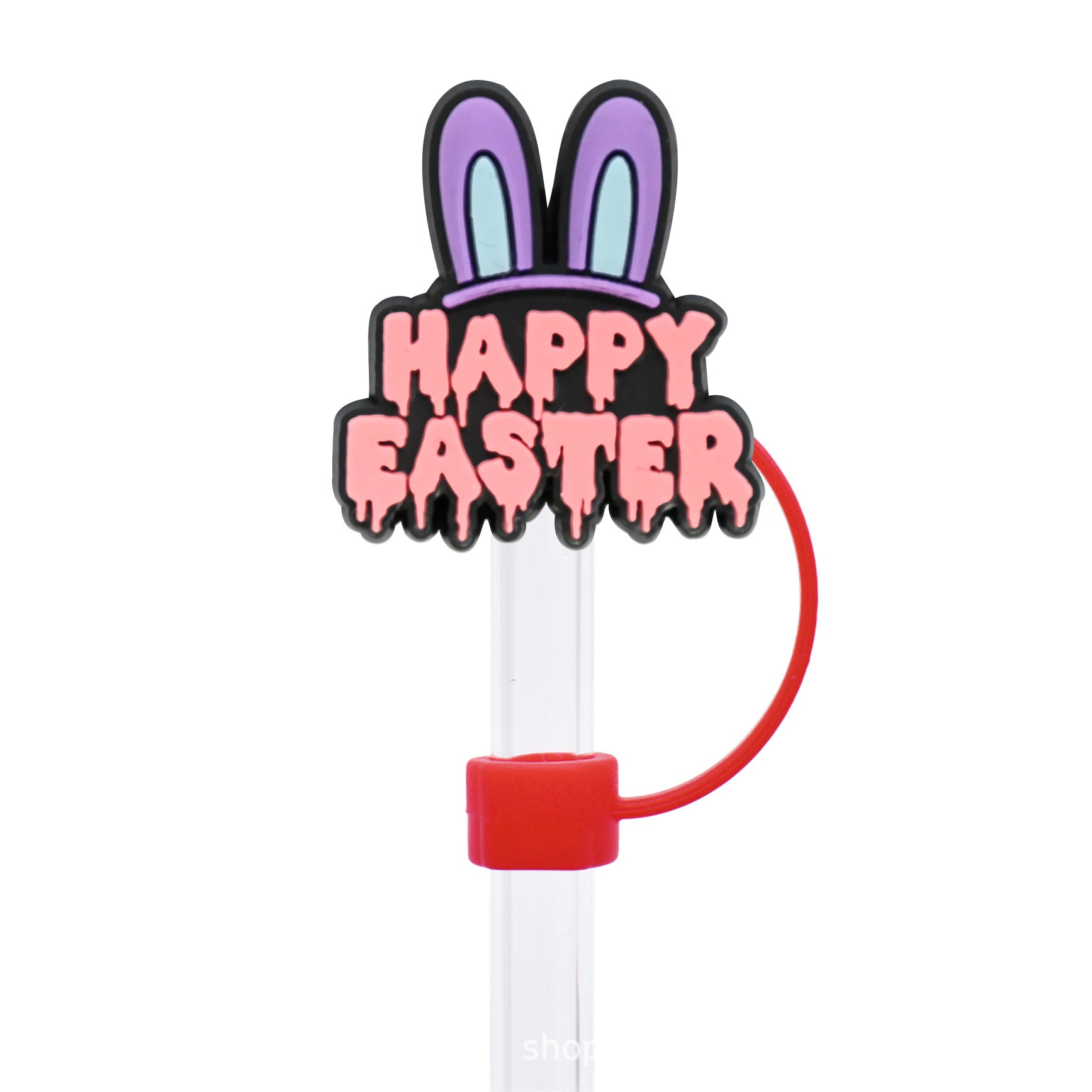 Wholesale Random 50pcs Easter Cute Bunny 10mm PVC Soft Straw Tube Cap