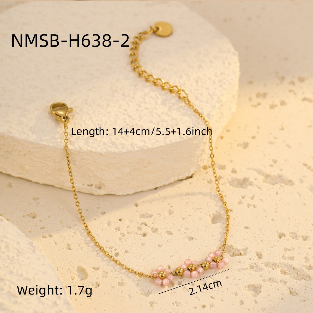 Wholesale Stainless steel Colorful Flower Beaded Bracelet