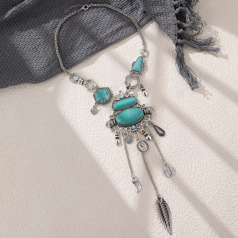 Wholesale  Feather Necklace Multi-Layer Vintage Ethnic Style Bohemian Necklace