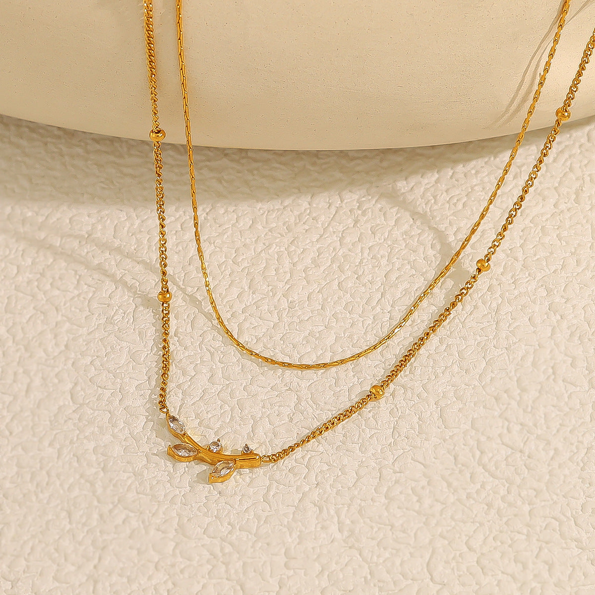 Wholesale Stainless Steel Double-layer Diamond Light Luxury Clavicle Chain