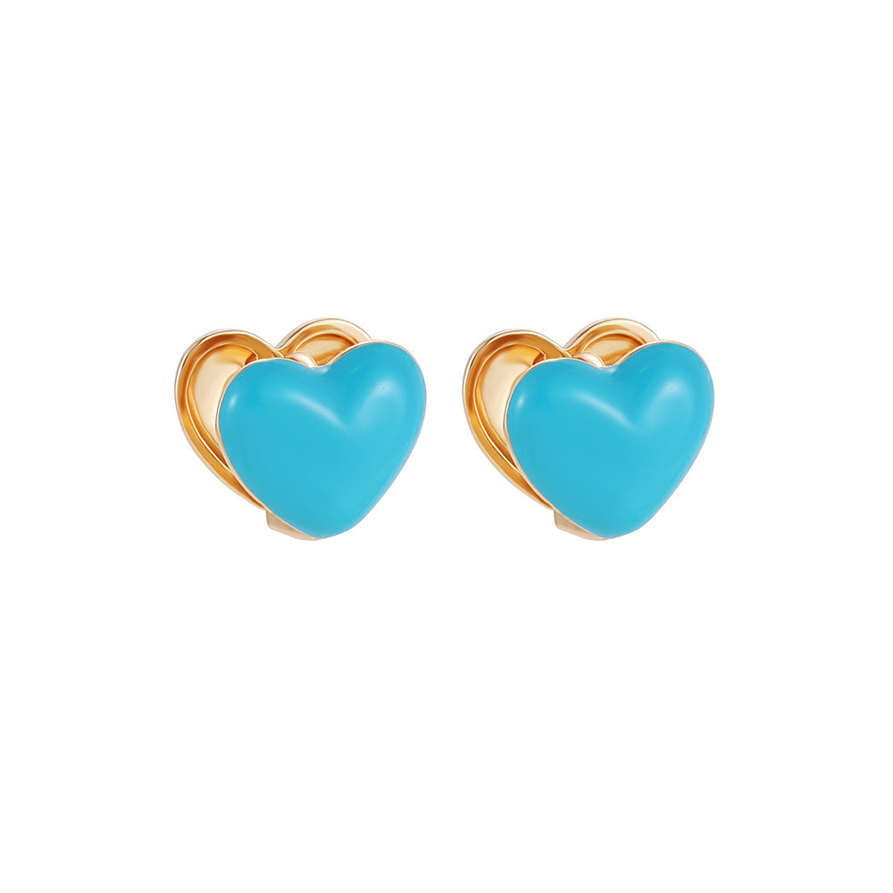 Wholesale  drop oil enamel candy-colored earrings double-sided color love ear buckle