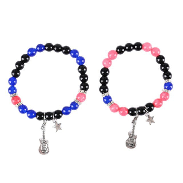 Wholesale Couple bracelet love heart magnetic suction buckle natural opal beaded bracelet