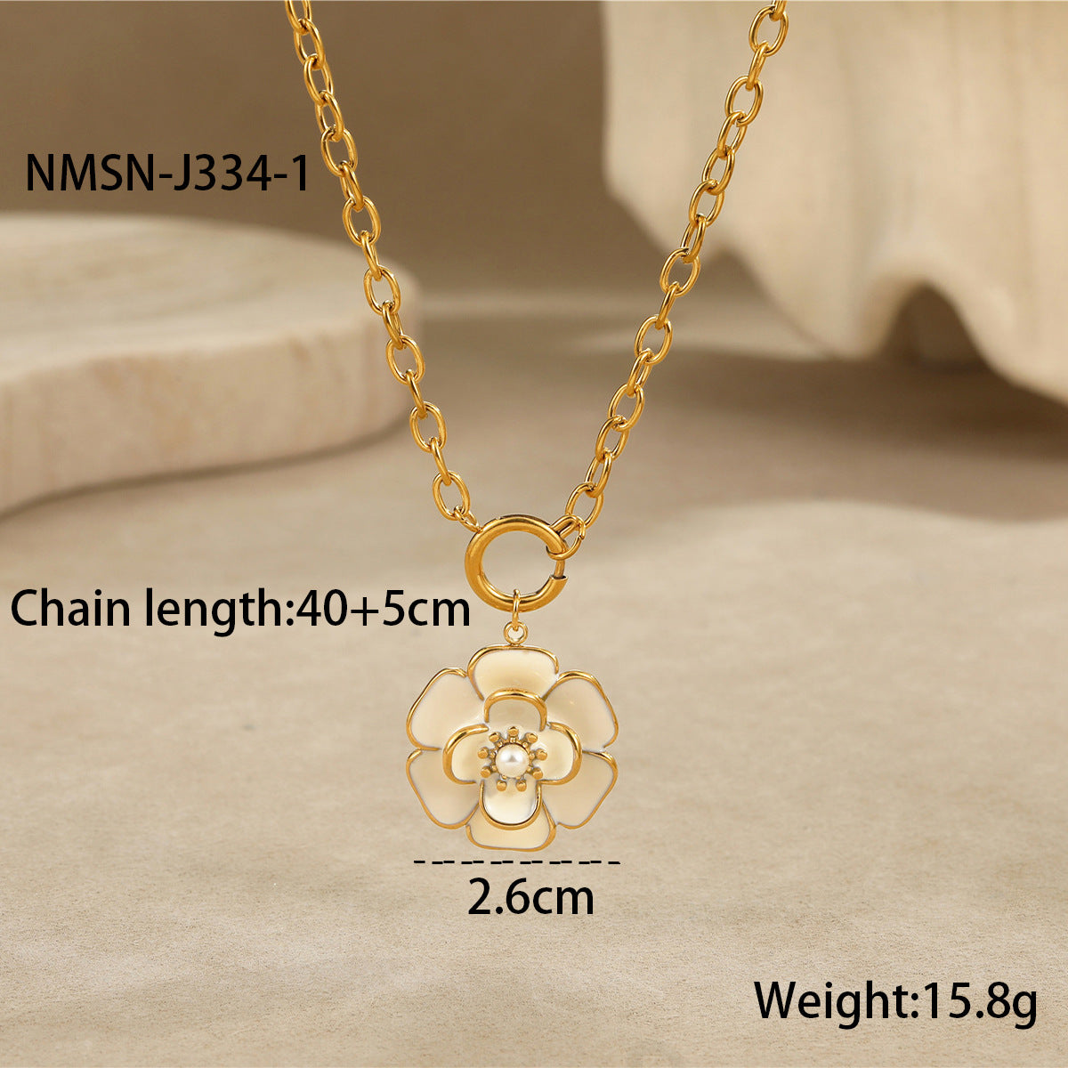 Wholesale  camellia oil drop flower necklace stainless steel ring earrings
