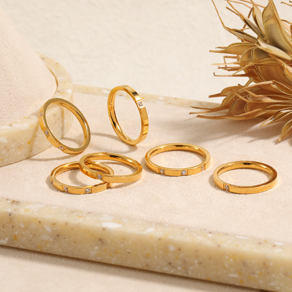 Wholesale  titanium steel 2mm one stone ring