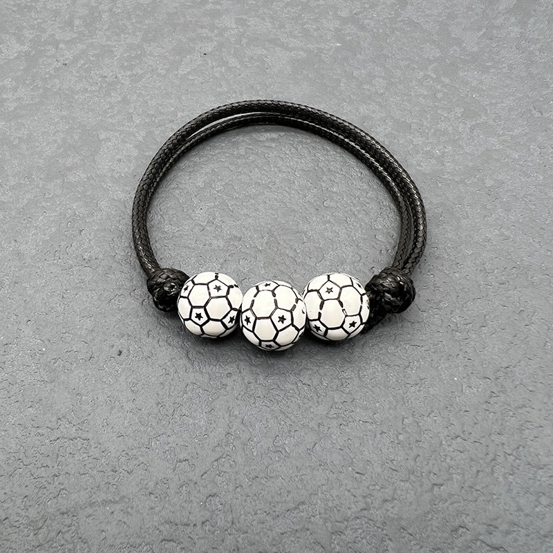 Wholesale Basketball Football Elastic Adjustable Waxed Wire Braided Bracelet ACC-BT-Nanh002