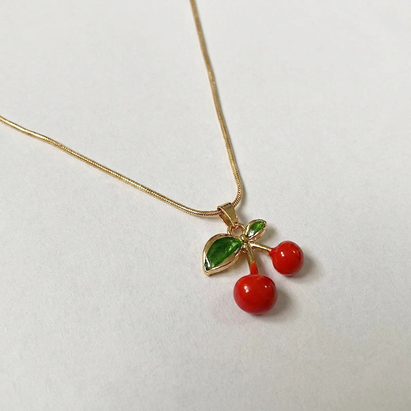 Wholesale Cherry and strawberry pendant necklace for women,  clavicle chain