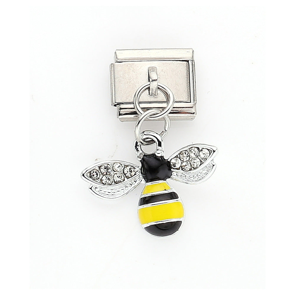 Wholesale 10pcs Italian Charm Bracelet 9mm DIY Splicing Cherry Pepper Flower Pendant Stainless Steel Composable Bracelet