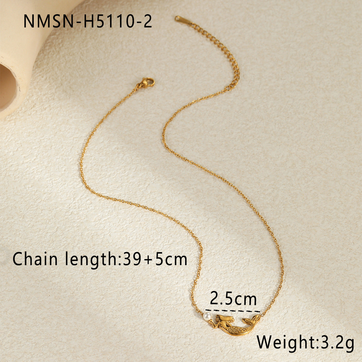 Wholesale mermaid stainless steel necklace plated 18K gold non-fading design clavicle bracelet