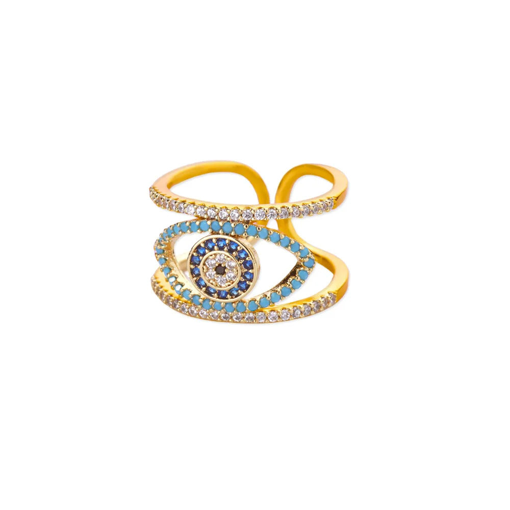 Wholesale Evil Eye Ring,  Blue Drip Oil Design,  Fashion Jewelry Accessory for Women,  Everyday Wear Gift