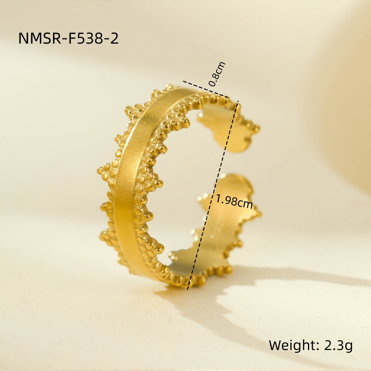 Wholesale stainless steel open ring 18K gold non-fading multi-layer geometric hollow  ring