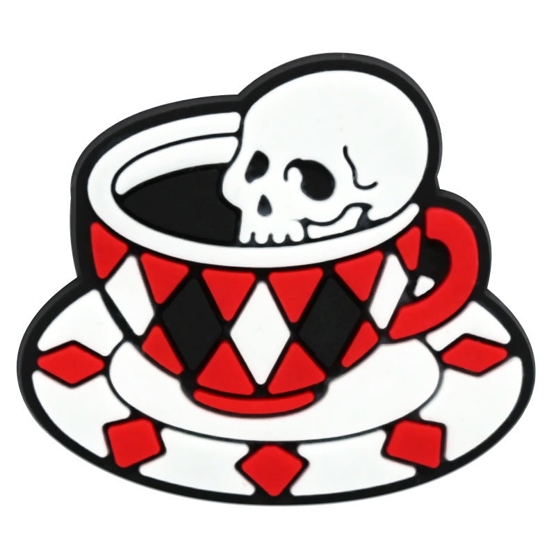 Wholesale Random 100pcs  coffee cup series  PVC Soft Rubber Shoe Buckle Decoration