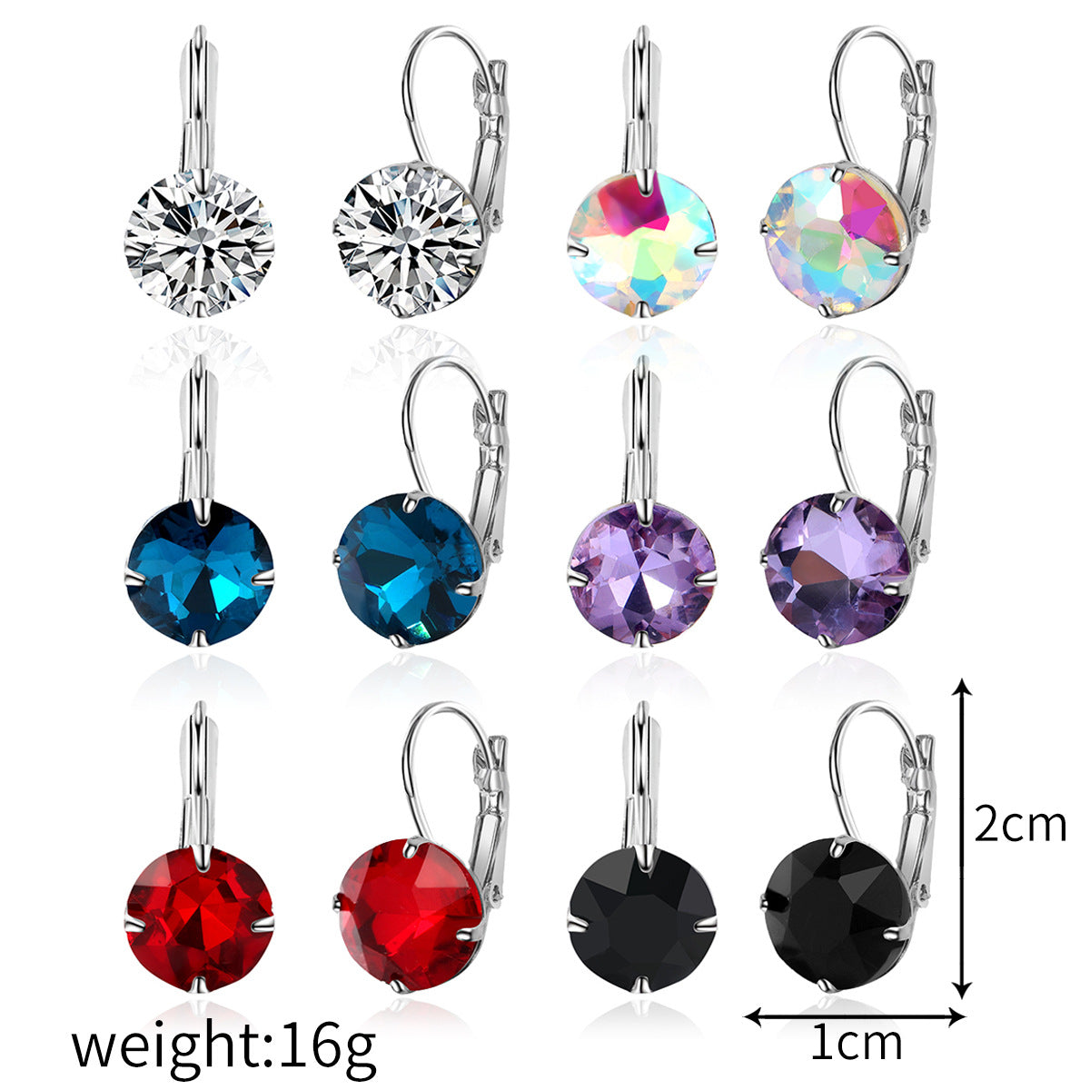 Wholesale  Geometric Six-piece Set Light Luxury Color Zircon Earrings