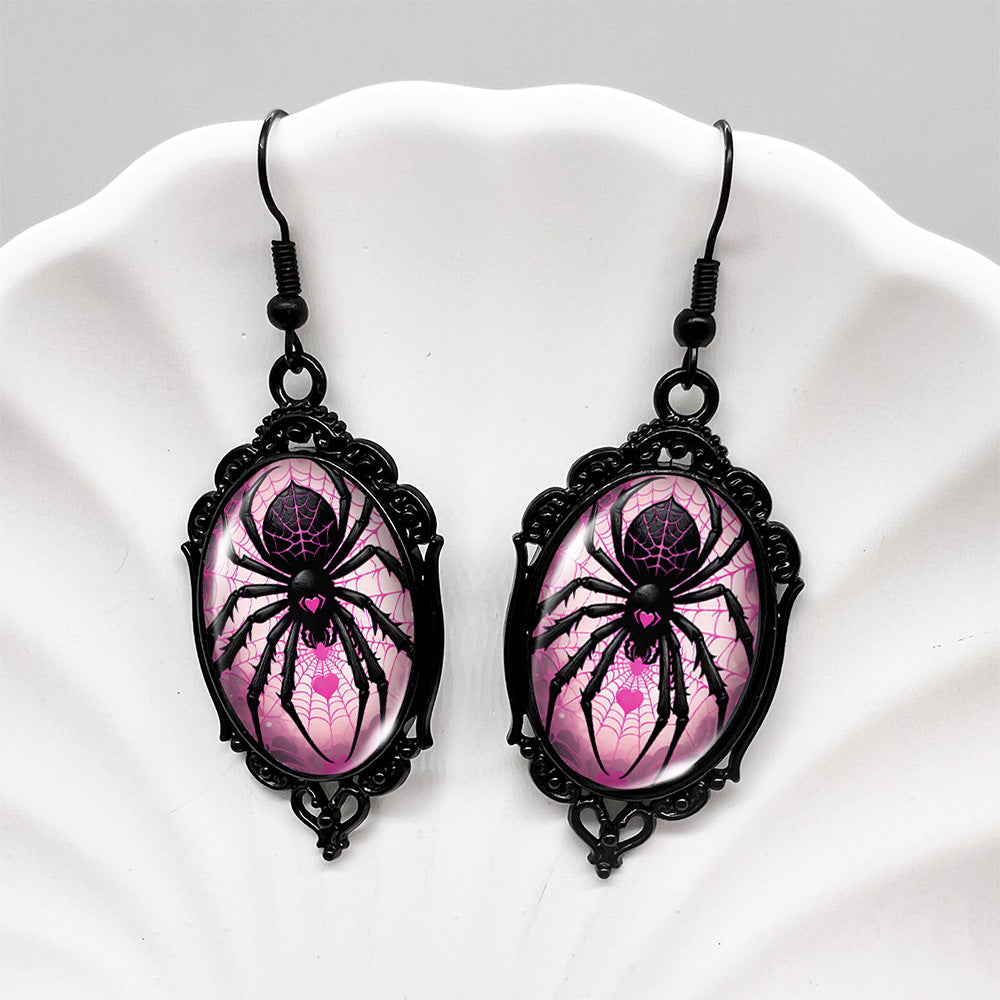 Wholesale Halloween Retro Bloody Spider Round Earrings ACC-ES-XiangLian008