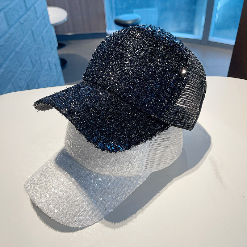 Wholesale sequin baseball cap breathable sun net hat