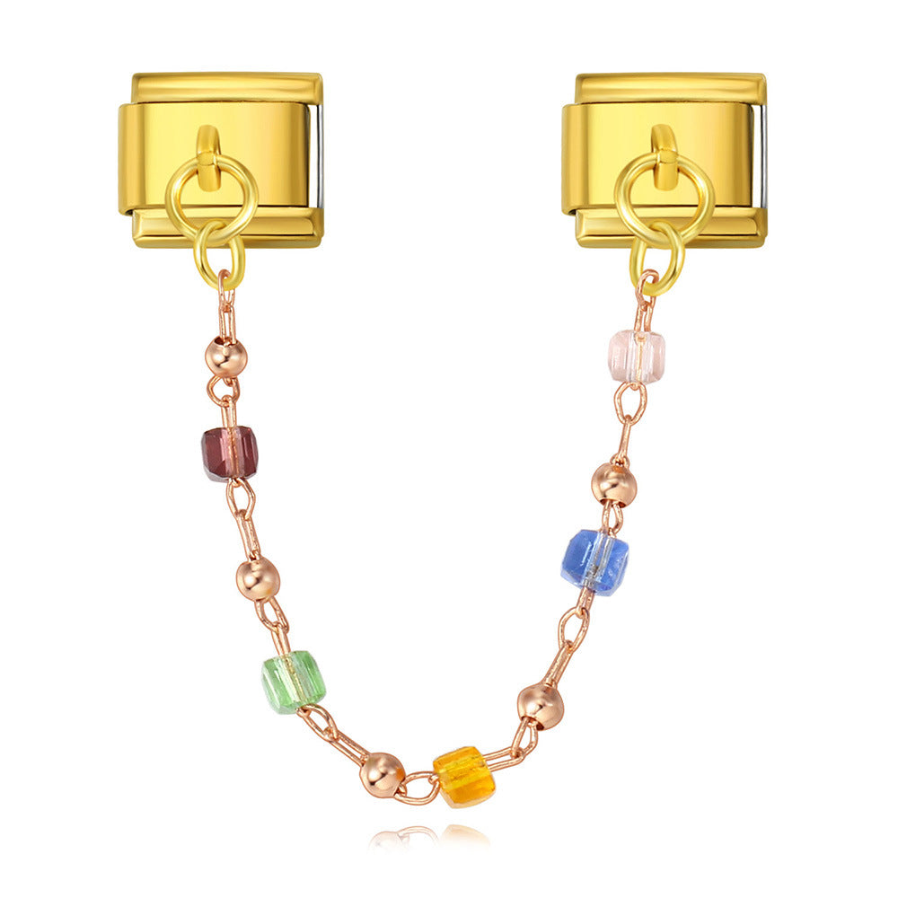 Wholesale Italian Charm Bracelet 9mm DIY Splicing Double Hanging Pendant Stainless Steel Composable Bracelet