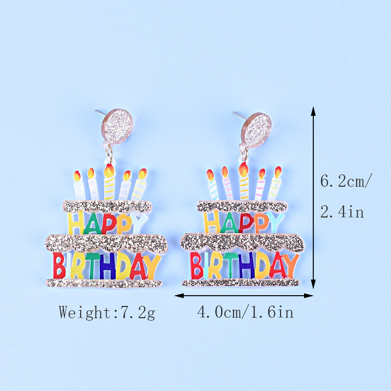 Wholesale Acrylic Birthday cake earrings