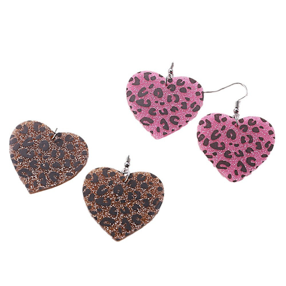 Wholesale  Valentine's Day Love Leopard Sequin Pendant Earrings