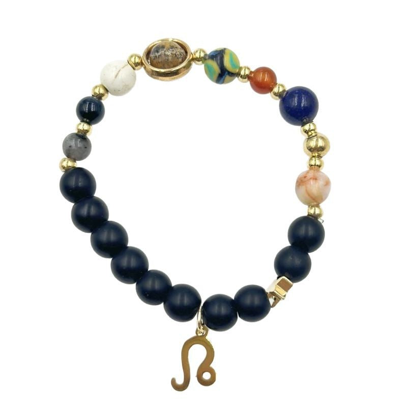 Wholesale Natural stone 12 zodiac sign beaded bracelet