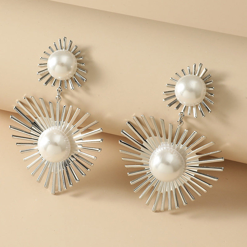 Wholesale Heart Metal Pearl Earrings