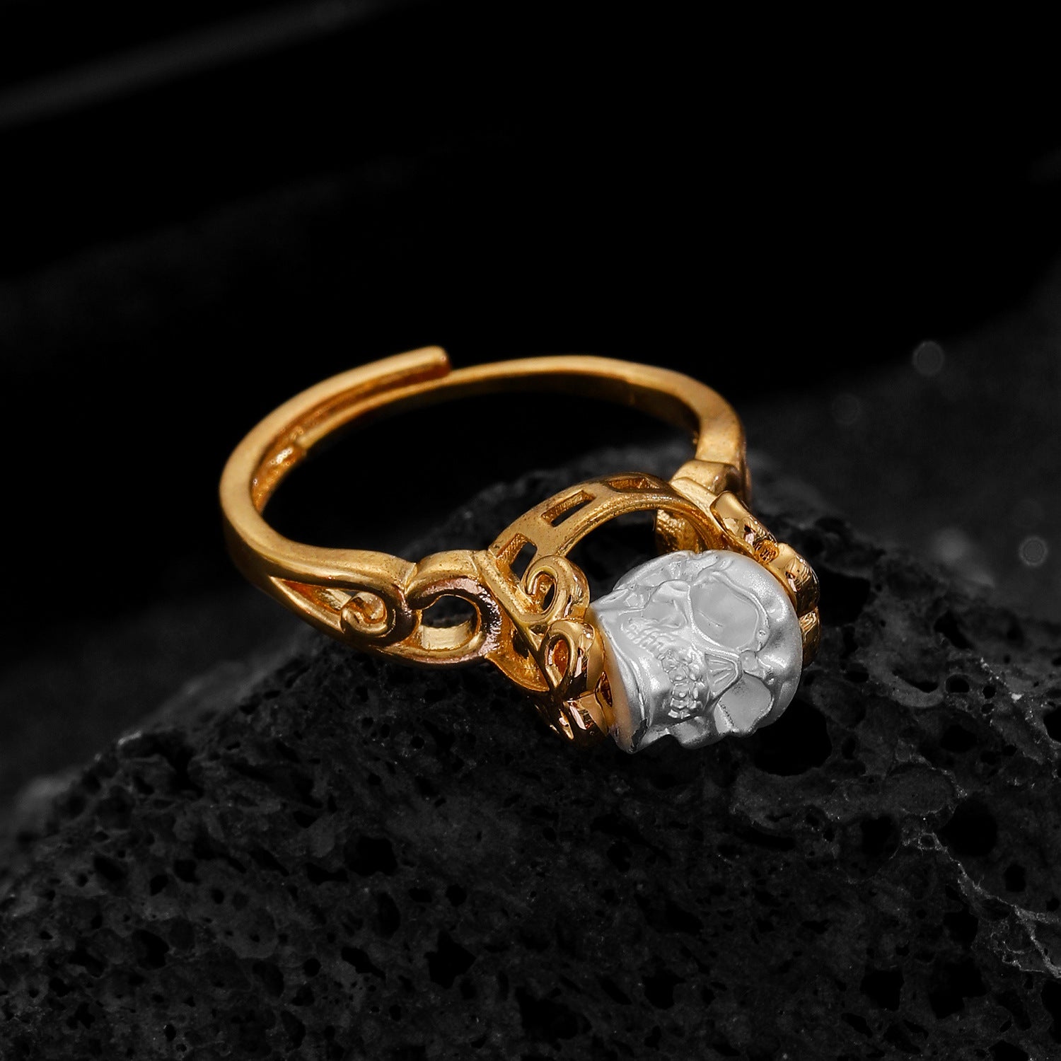 Wholesale  color-block skull fexaggerated ring