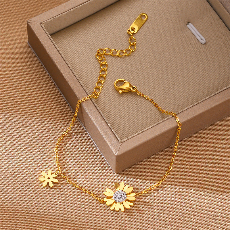 Wholesale Titanium Steel Daisy Bracelet Gold Stainless Steel Bracelets  ACC-BT-Chengy002