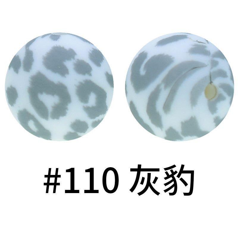Wholesale 50pcs 15mm Western Style Leopard Skull Color Aztec Printed Silicone Balls Beads ACC-BDS-HeSheng008