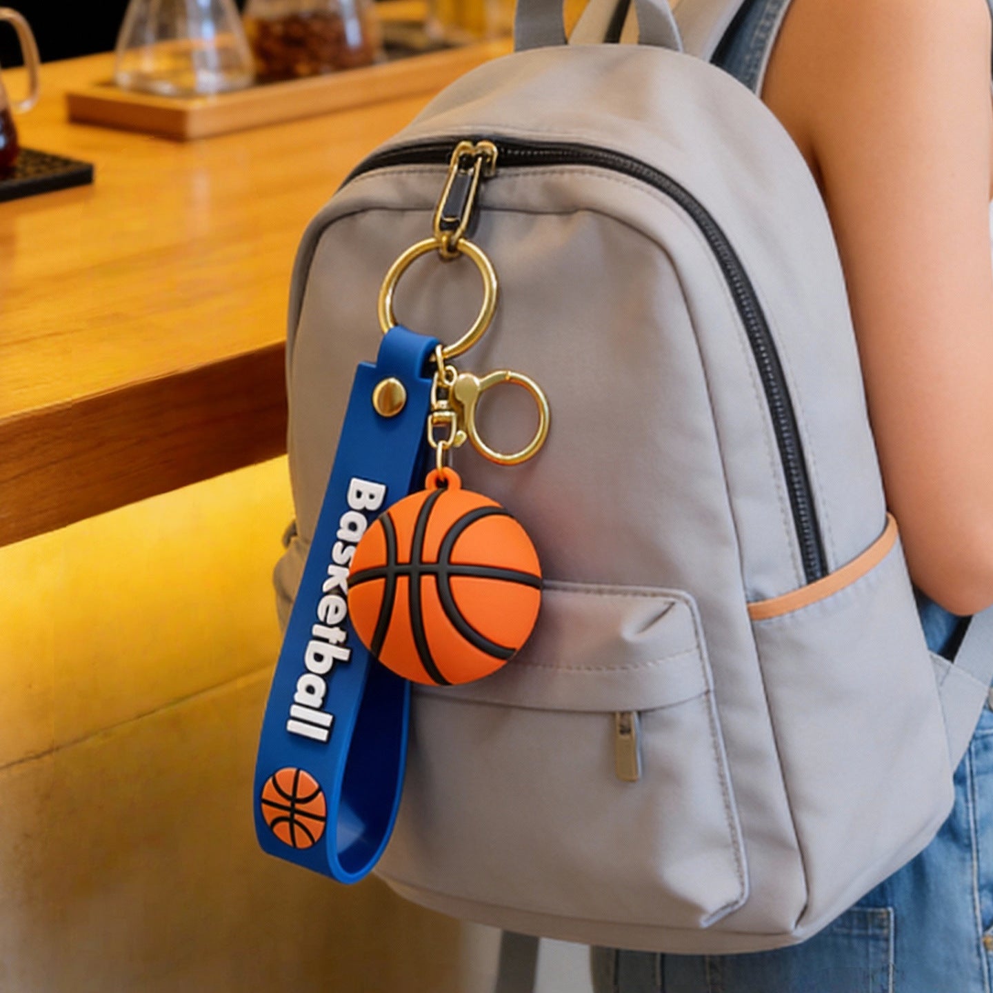 Wholesale Basketball Theme Flexible Rubber Keychain Decorative Keyring For Boys Students Birthday Gift Accessory