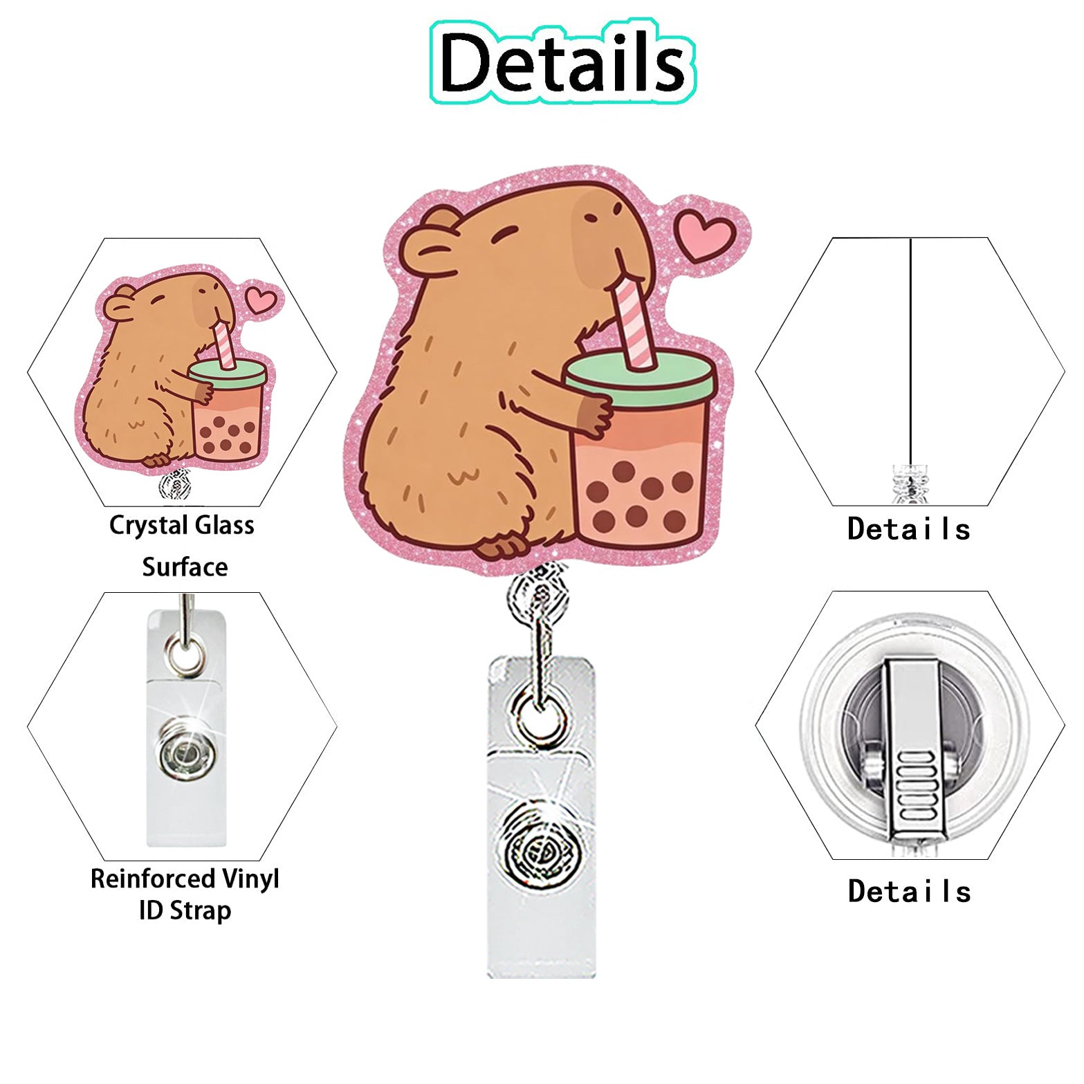 Wholesale Cartoon Dinosaur Frog Mouse Retractable Badge Reel Stylish Acrylic Fashion Accessory