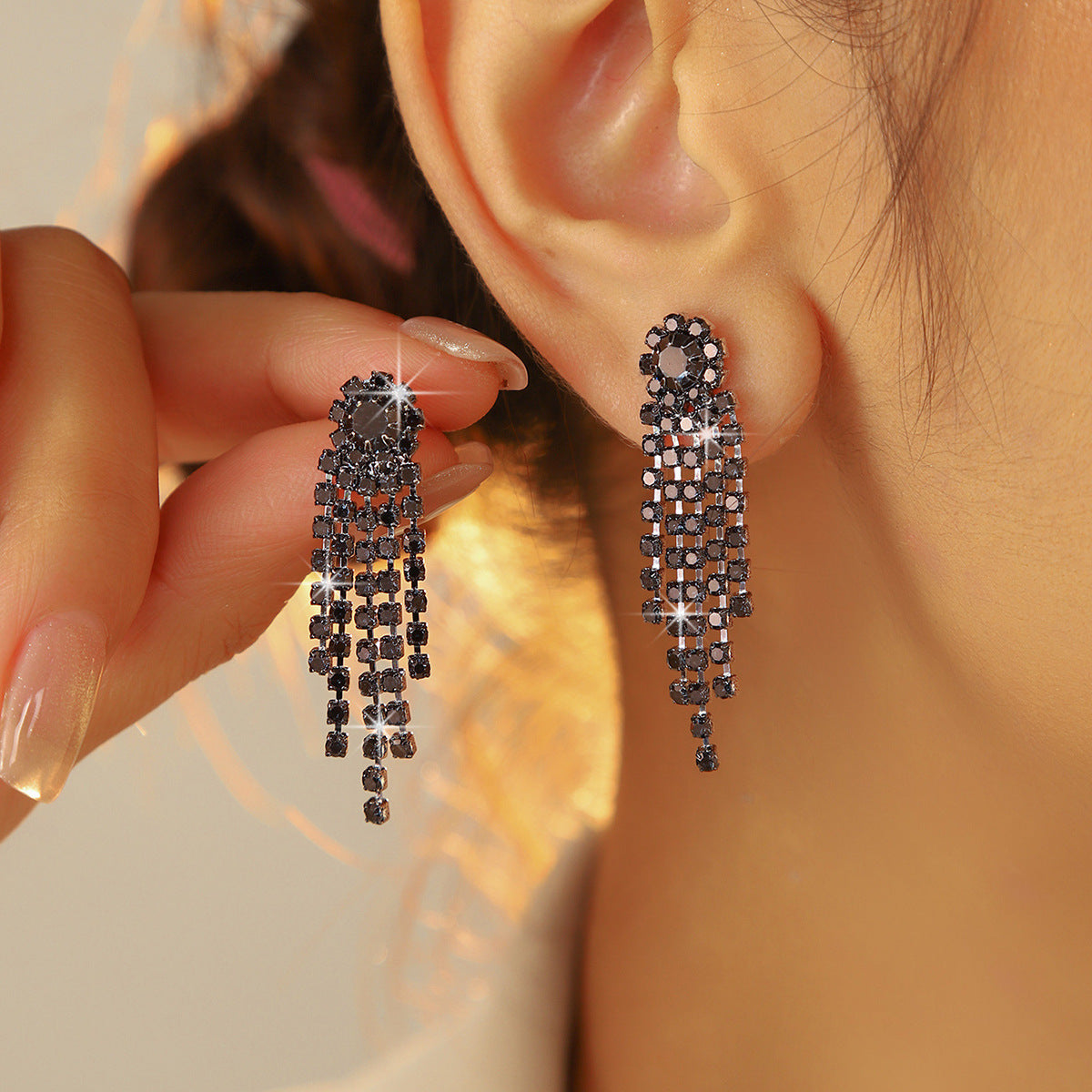 Wholesale Full diamond tassel earrings  colorful earrings