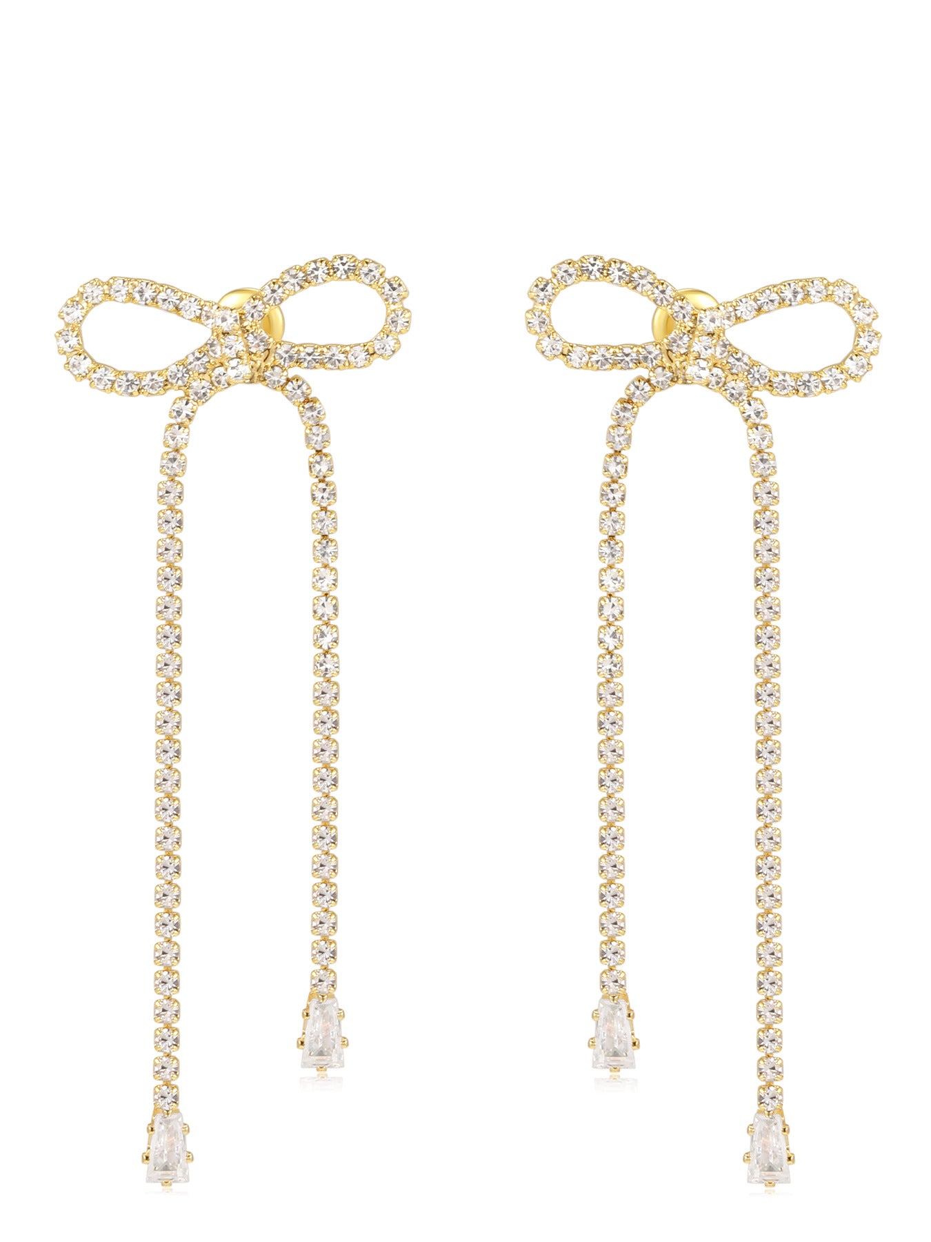 Wholesale Metal Bow Tassel Earrings