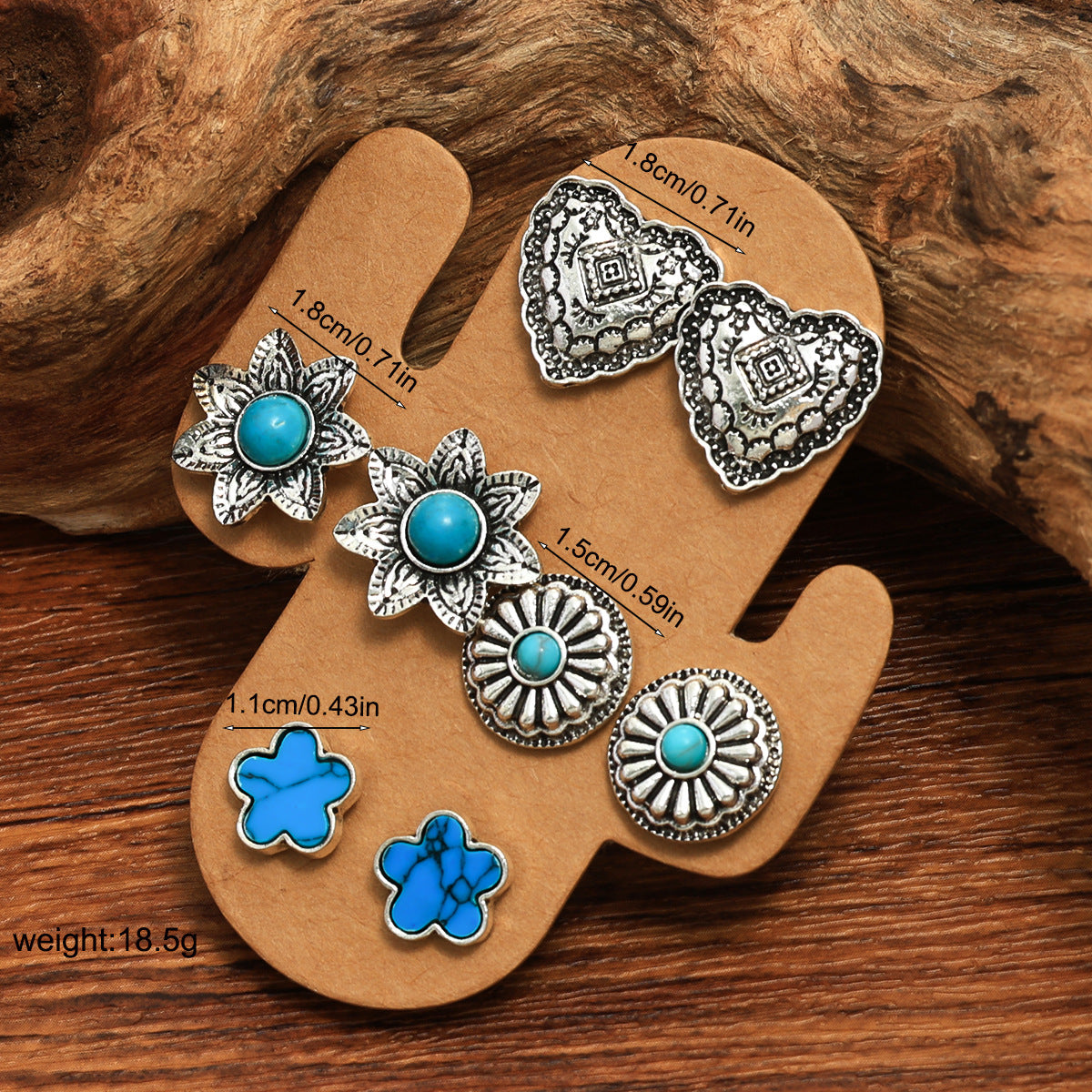 Wholesale Turquoise Cactus Four-Piece Earring Set