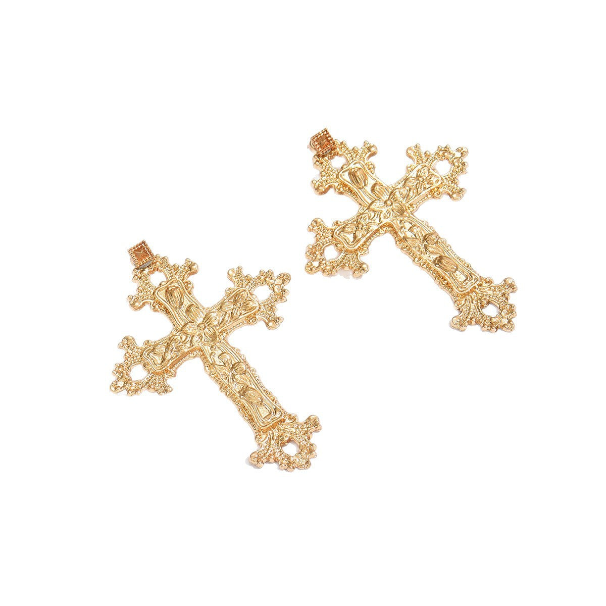 Wholesale Cross Design Hollow Flower Earrings,  Alloy Electroplated – Trendy Fashion Accessory for Resale