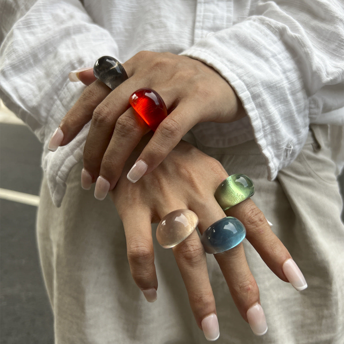 Wholesale Trendy Ombre Resin Wide Band Ring Women S Everyday Jewelry Accessory