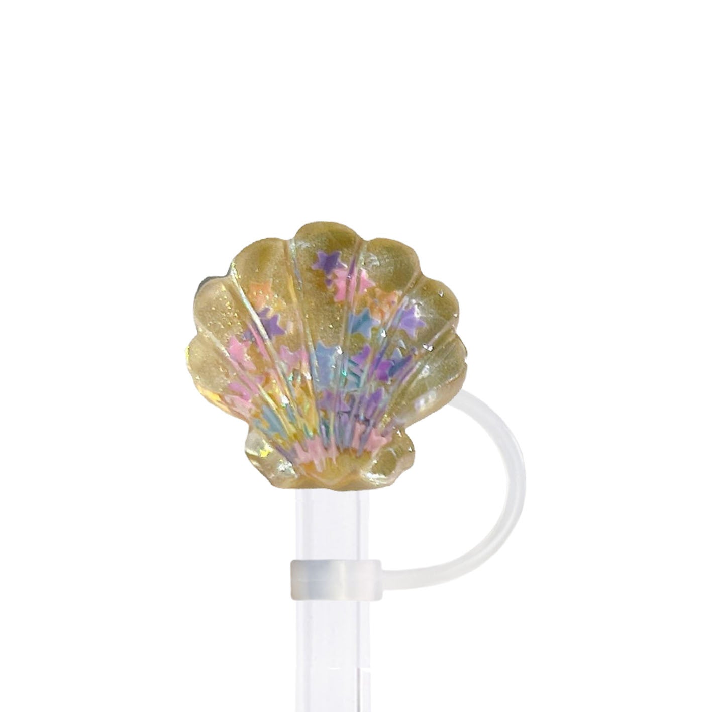 Wholesale Random 100pcs Shell resin 10mm Straw Cover Straw Tube Cap