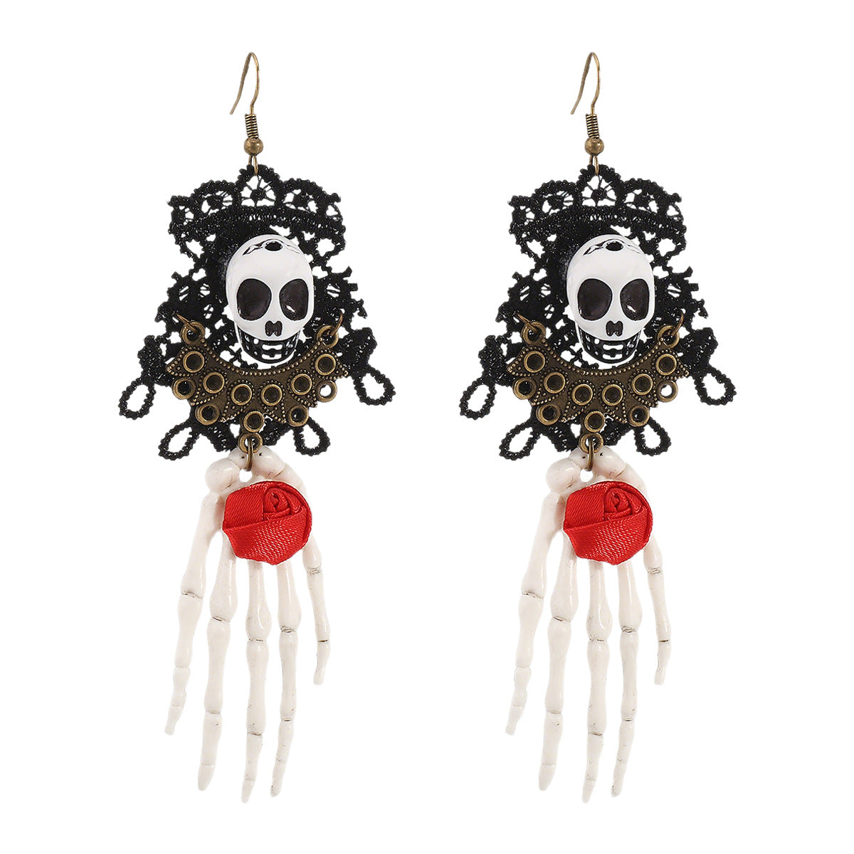 Wholesale  series trend lace skeleton hand earrings