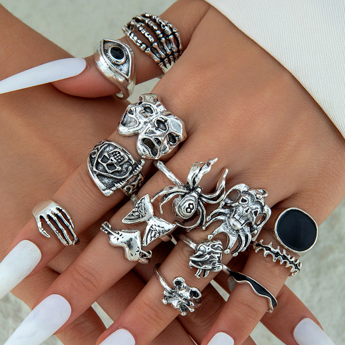 Wholesale metal retro geometric shape dripping dark ring