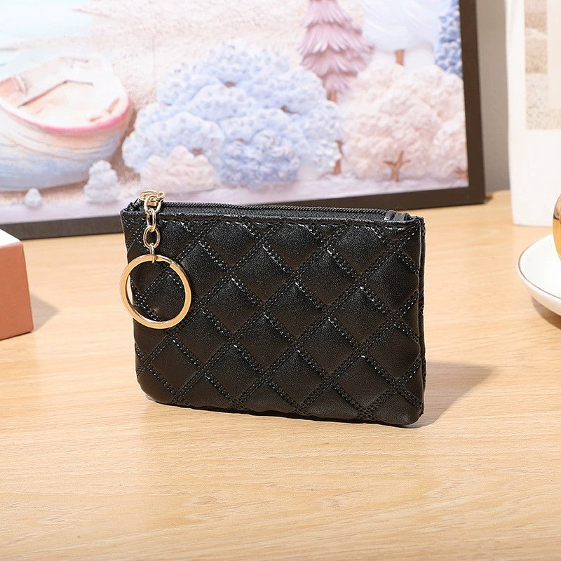 Wholesale Embossed PU Leather Coin Purse Small Wallet For Women Solid Color Card Holder And Key Pouch