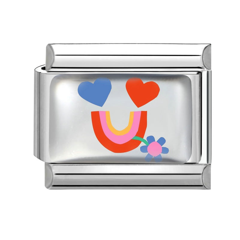 Wholesale 9mm Italian Charm Starter Bracelets DIY square Single Section Creative Stainless Steel Composable Bracelet