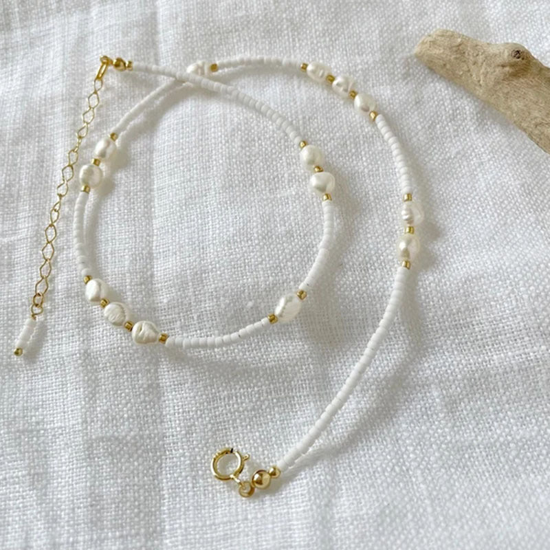 Wholesale natural shaped pearl vintage necklace