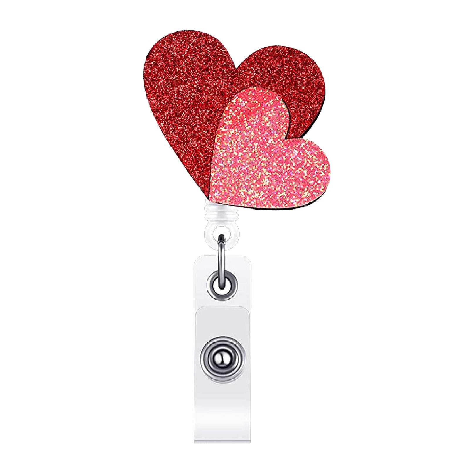 Wholesale Acrylic Glitter Embroidery Love Telescopic Rotating Badge Keychain ACC-KC-QiDing015